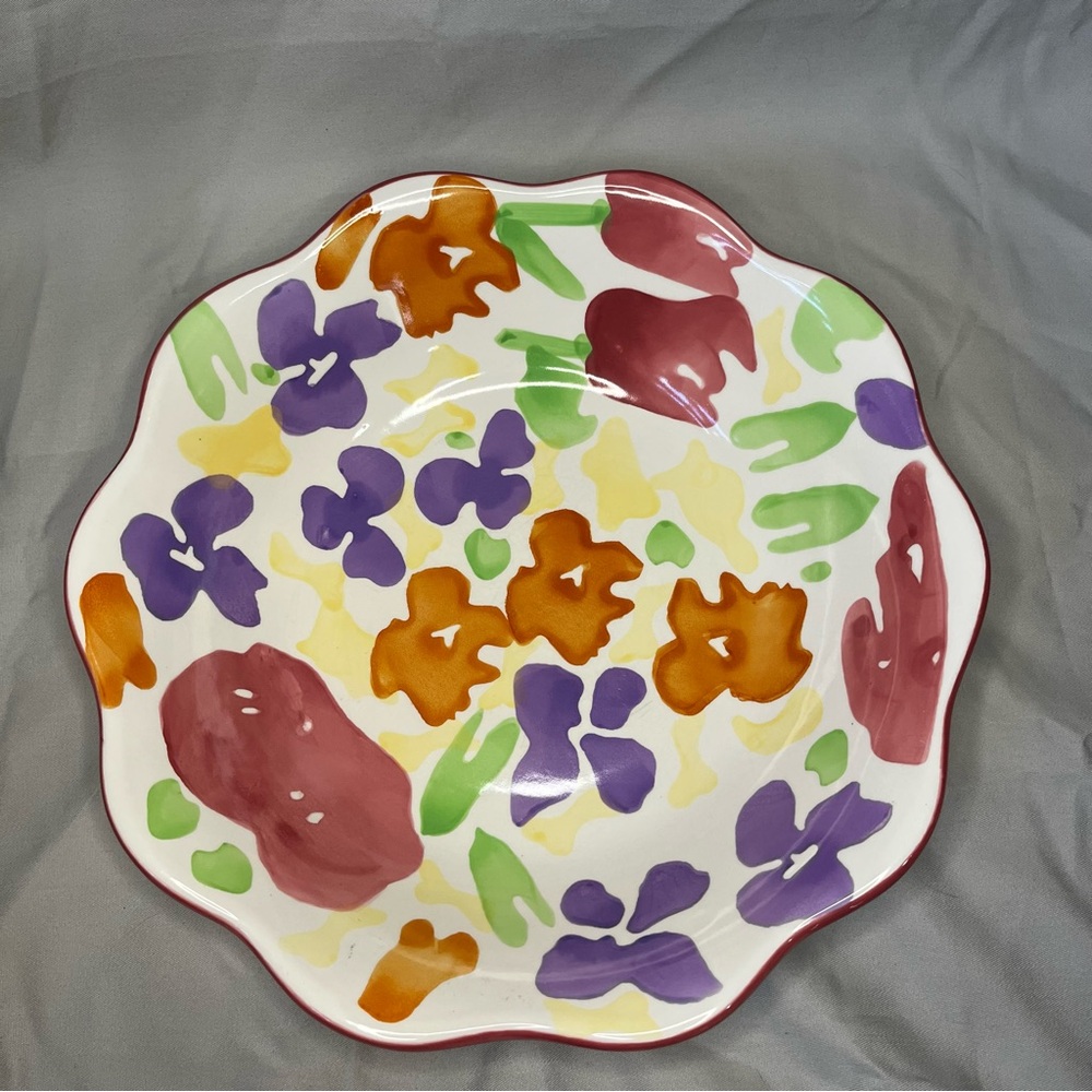 Vintage WCL Beautiful Floral 12 1/2 inch Salad/ Vegetable Bowl China, Easter